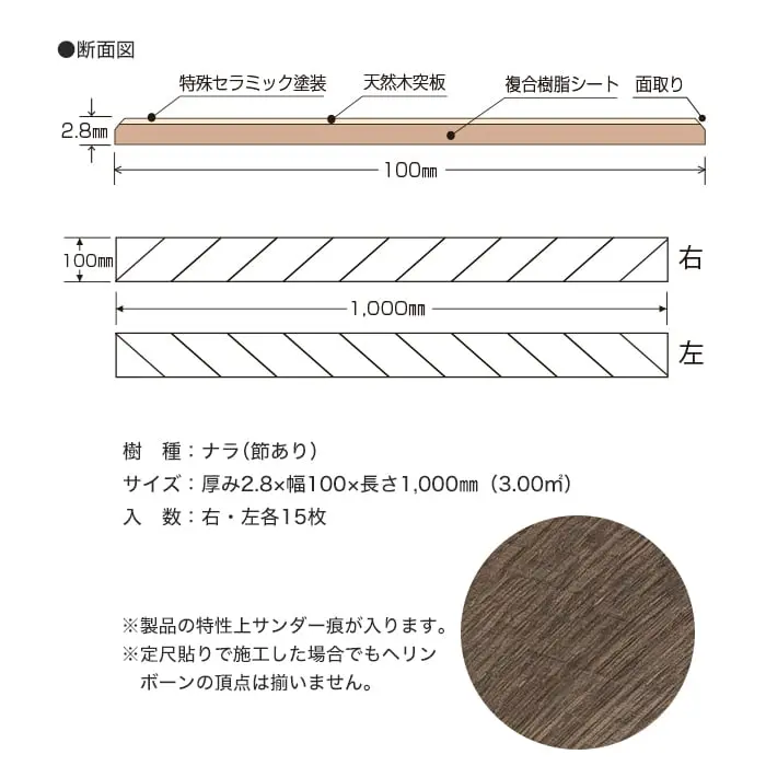 製品の特性上サンダー痕が入ります。