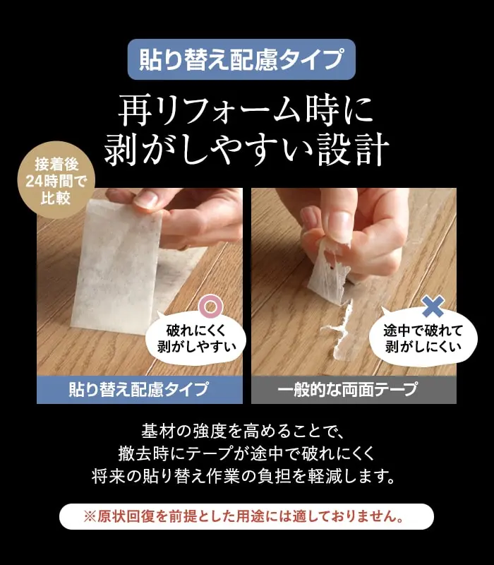 上貼りフローリング 施工用 両面テープ 貼り替え配慮タイプ(幅48mm×25m巻)【掲載品番】UWBR-TP-1