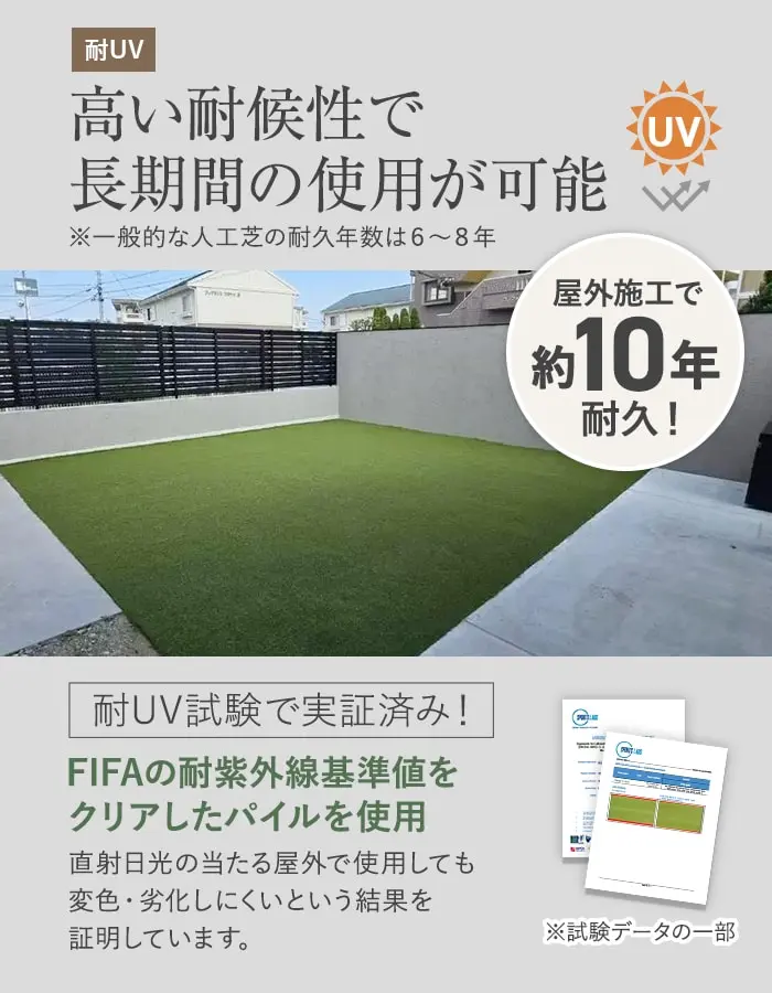 高い耐候性で長期間の仕様が可能