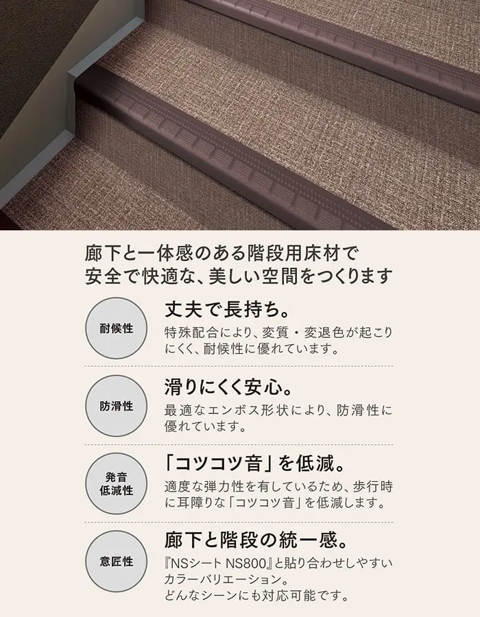 東リ 屋外対応 防滑性階段用床材 NSステップ800 Bタイプ 踏み面型〈1200mm〉【掲載品番】NSS815B-5W / NSS813B-5w / NSS816B-5w / NSS811B-5w / NSS831B-5w / NSS830B-5w / NSS832B-5w / NSS8442B-5w / NSS8441B-5w / NSS8443B-5w / NSS8444B-5w / NSS822B-5w / NSS823B-5w / NSS824B-5w / NSS867B-5w / NSS866B-5w