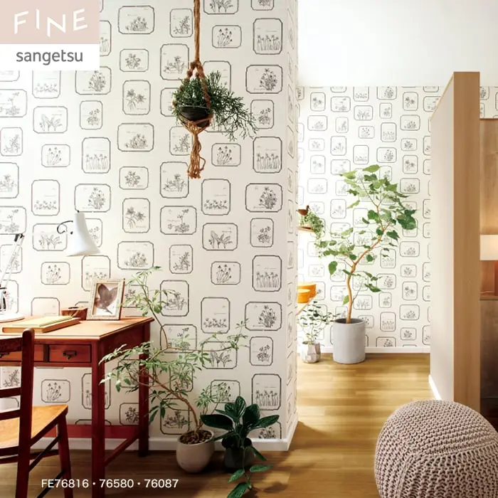 壁紙 のり付き サンゲツ FINE ナチュラル&ボタニカル 巾92.5cm FE76816【掲載品番】FE76816