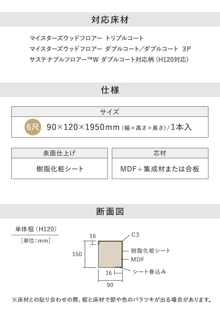 単体框 パナソニック VERITIS マイスターズウッド(シート仕上)対応 90×120×1950mm【掲載品番】KHES42DC / KHES42RC / KHES42BR / KHES42BC / KHES42AC / KHES42EC / KHES42JC