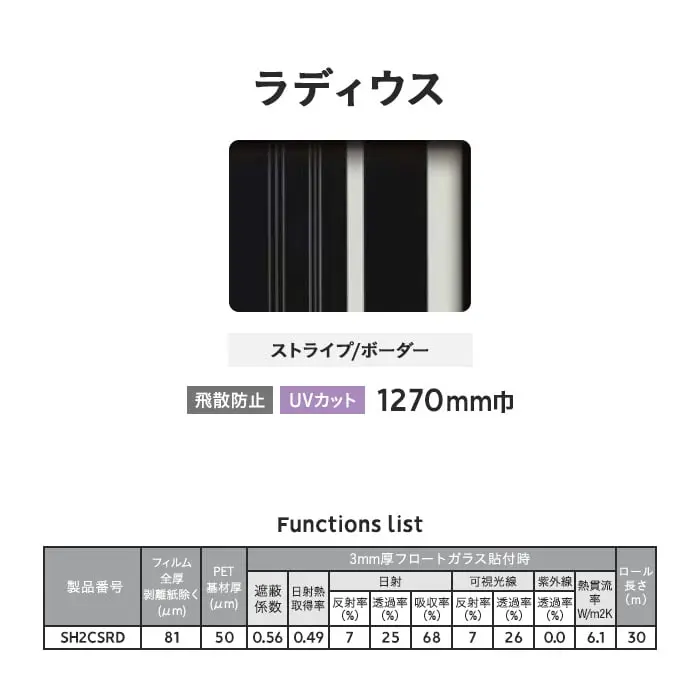 3M ガラスフィルム ファサラ ストライプ/ボーダー ラディウス 1270mm巾【掲載品番】SH2CSRD-1270