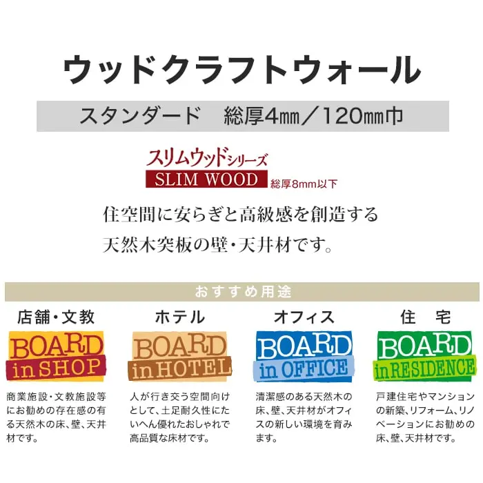 ウッドパネル ボード ウッドクラフトウォール スタンダード チーク・ウォールナット【掲載品番】WW-005 / WW-006