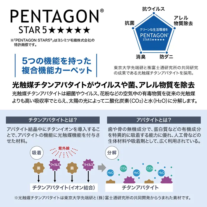 5つの機能を持った複合機能カーペット