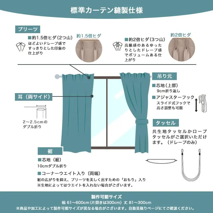 標準カーテン縫製仕様