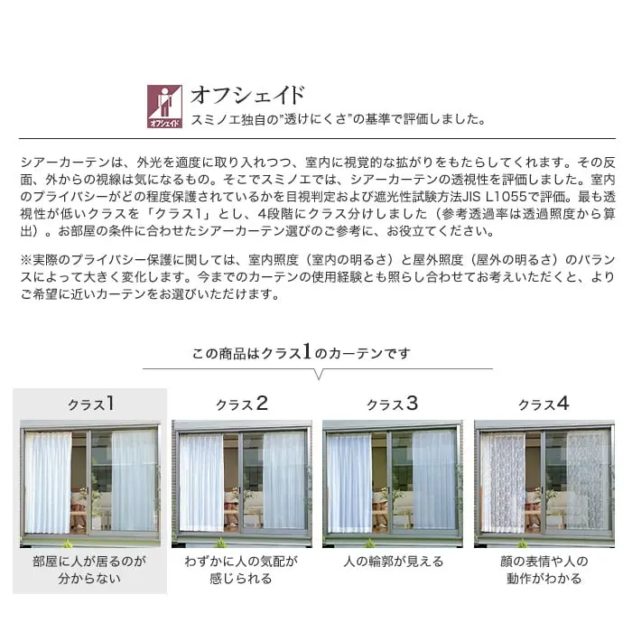 オフシェイド、スミノエ独自の"透けにくさ"の基準で評価しました。