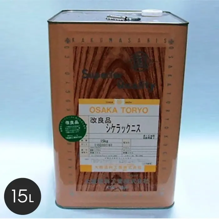【大阪塗料】酒精ニス (改良)シケラックニス 15L 黄褐色透明【掲載品番】OK-RS-15
