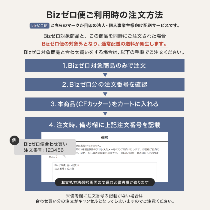 合わせ買い bizゼロ商品の注文方法