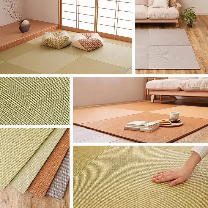 カットできる薄型置き畳 約82×82×1.3cm 和紙畳 樹 itsuki HAGIWARA 約6畳 12枚入【掲載品番】OT-IT-82-12-GR / OT-IT-82-12-BR / OT-IT-82-12-GRS / OT-IT-82-12-GYS
