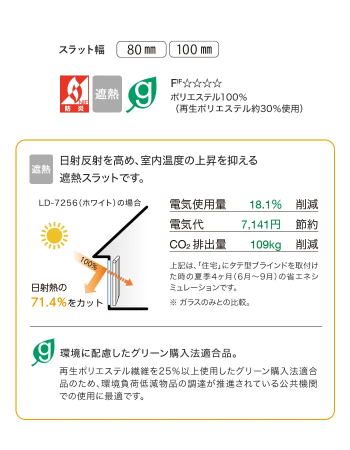 日射反射を高め、室内温度の上昇を抑える遮熱スラットです。