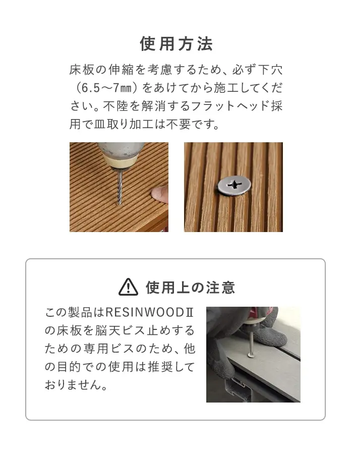 RESINWOOD2 デッキ脳天ビス止め用 無塗装ドリルビス 12本セット【掲載品番】DKSC-NKD