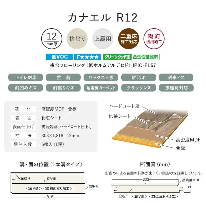 フローリング NODA 化粧シートフロア カナエル R12 床暖房対応 1坪【掲載品番】R12S1-K2 / R12S1-D2 / R12S1-E2 / R12S1-L2 / R12S1-P2 / R12S1-M2 / R12S1-G2 / R12S1-W2