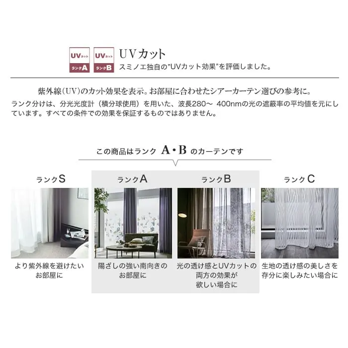 UVカット、スミノエ独自の"UVカット効果"を評価しました。