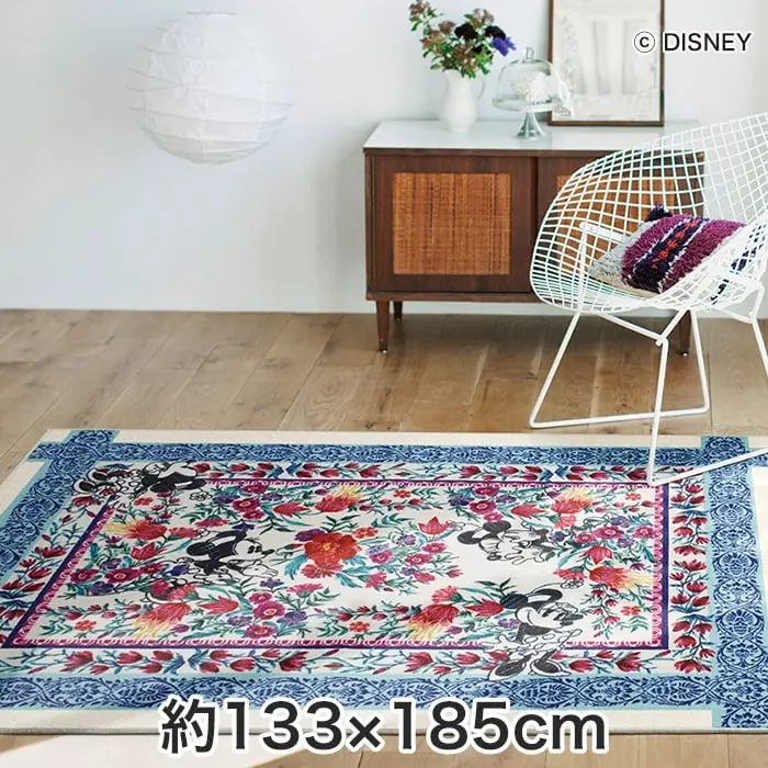 スミノエ ディズニー ラグマット MICKEY/Royal garden RUG(ロイヤルガーデンラグ) 約133×185cm【掲載品番】DRM-1060-185
