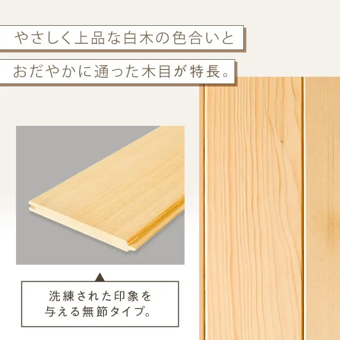 ヘムロック 羽目板 無塗装 無節 本実R溝加工 8×88×1830mm (10枚入り)【掲載品番】B1-HM-HAMEITA