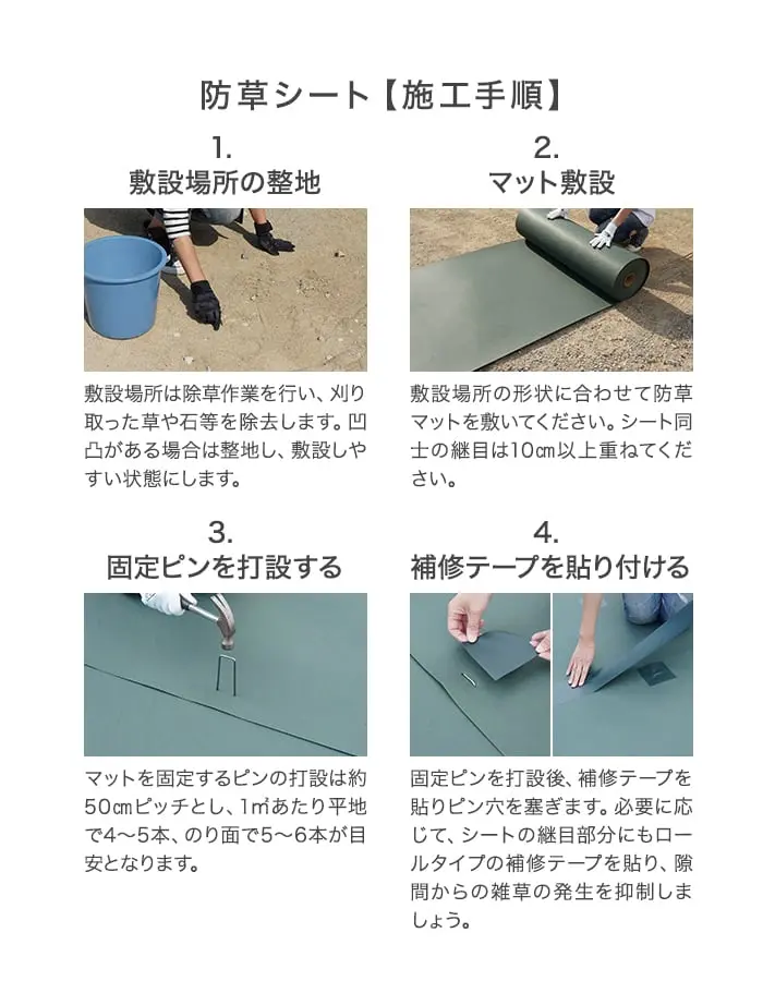 高耐久な防草シートなのでむき出し施工が可能!