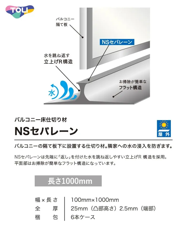 東リ エアコン室外機排水用溝材 NSセパレーン 長さ1000mm【掲載品番】NSP1001 / NSP1002