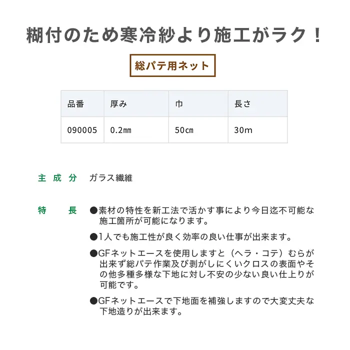 糊付のため寒冷紗より施工がラク!
