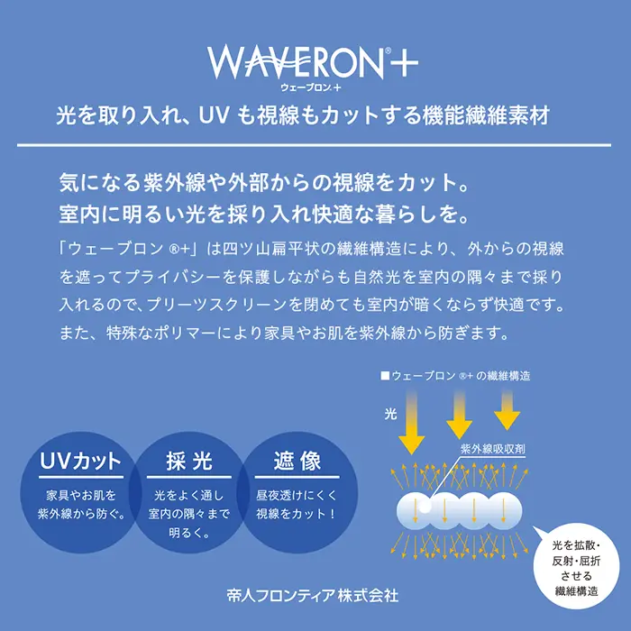光を取り入れ、UV も視線もカットする機能繊維素材