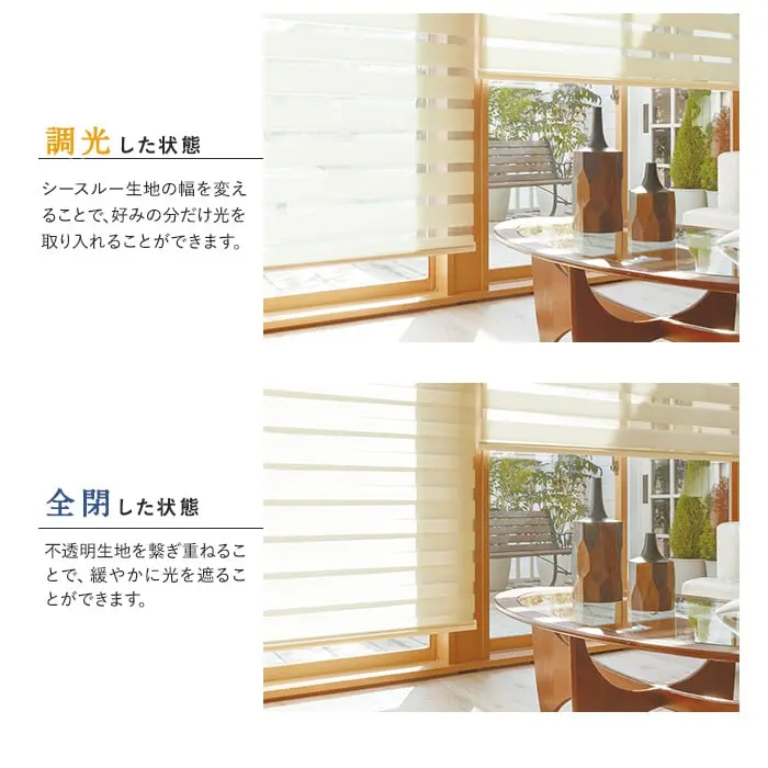 調光した状態全開した状態