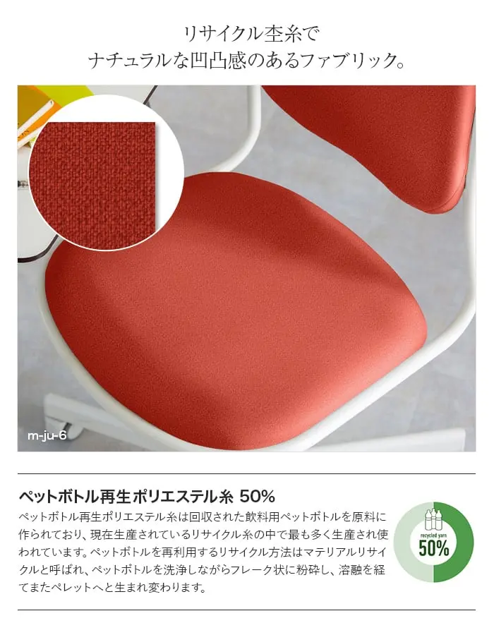 ペットボトル再生ポリエステル糸50%