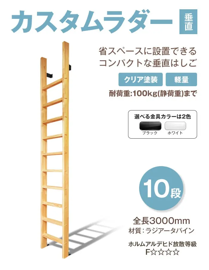 省スペースに設置できる垂直はしご カスタムラダー垂直 10段