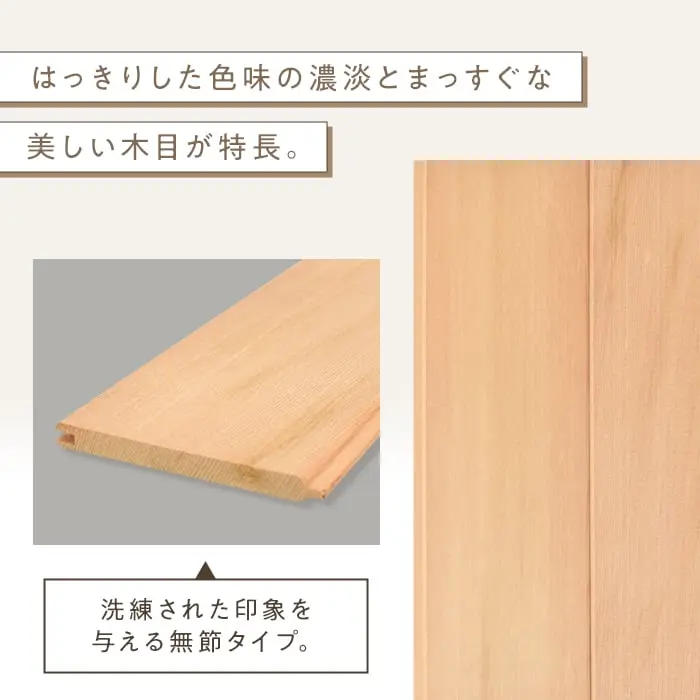 レッドシダー 羽目板 無塗装 無節 V溝加工 8×89×2130mm (6枚入り)【掲載品番】B1-RS-HAMEITA-2