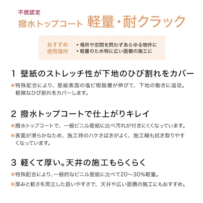 撥水トップコート軽量・耐クラック