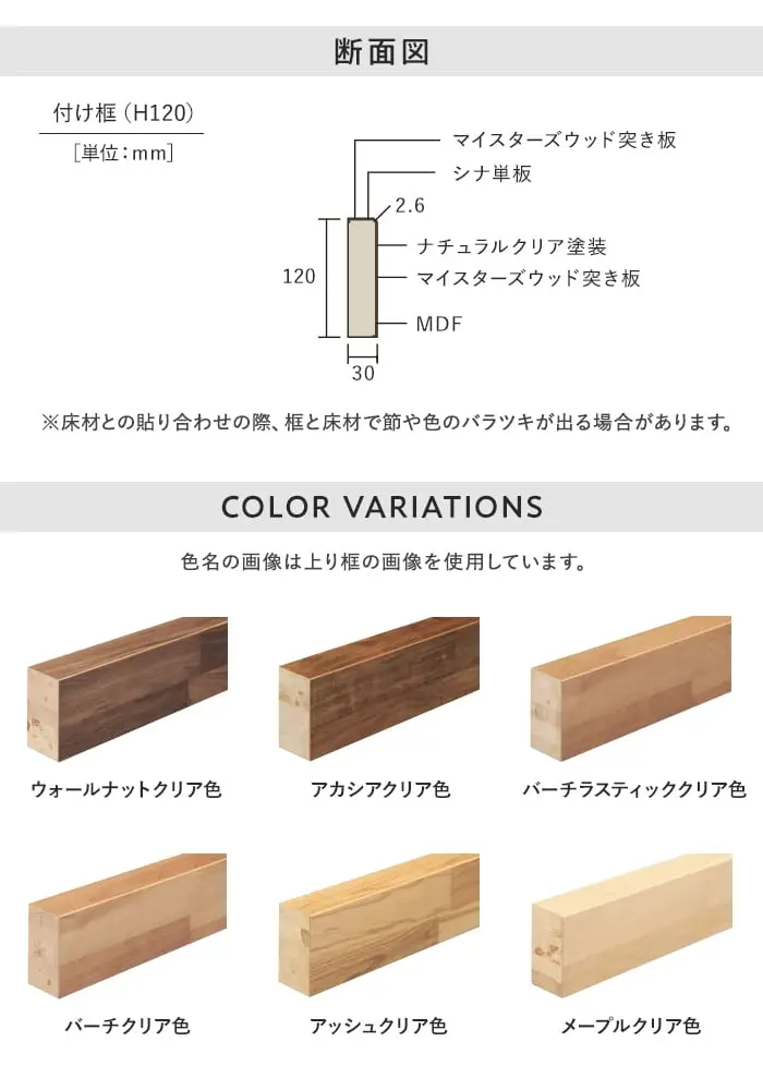 框 パナソニック 付け框 マイスターズウッド対応(突き板仕上げ)30×150×1950mm【掲載品番】KHVW22DC / KHVW22RC / KHVW22BR / KHVW22BC / KHVW22AC / KHVW22JC