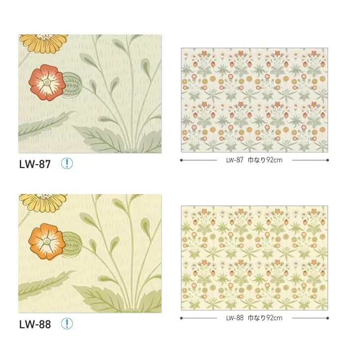 壁紙 のり無し リリカラ WILL V&A Daisy 巾92cm LW-87・LW-88【掲載品番】LW-87 / LW-88