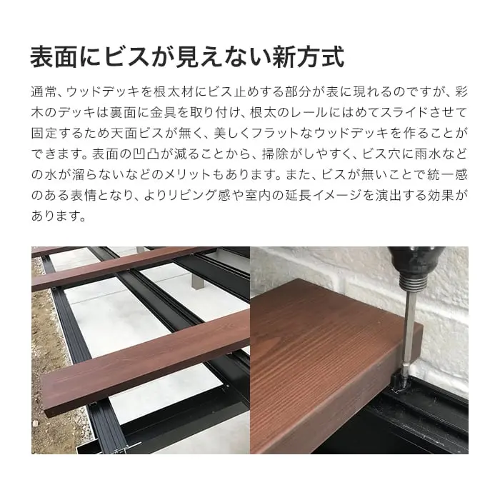 表面にビスが見えない新方式