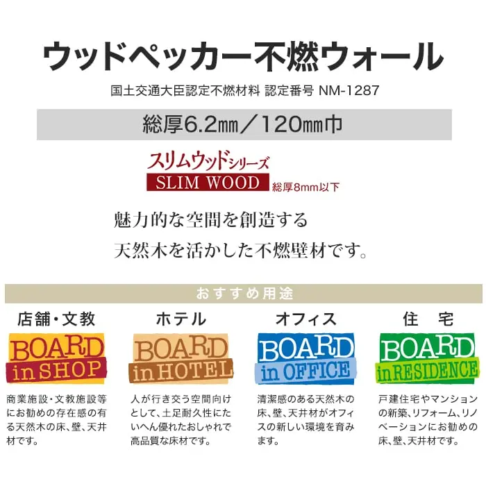 ウッドパネル 板壁材 ボード BOARD ウッドペッカー 不燃ウォール 1820mm【掲載品番】WFW-5610 / WFW-5611 / WFW-5612 / WFW-5613 / WFW-5616 / WFW-5617 / WFW-5618 / WFW-5619