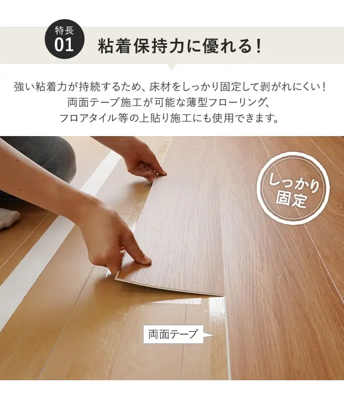 上貼りフローリング 施工用 両面テープ 貼り替え配慮タイプ(幅48mm×25m巻)【掲載品番】UWBR-TP-1