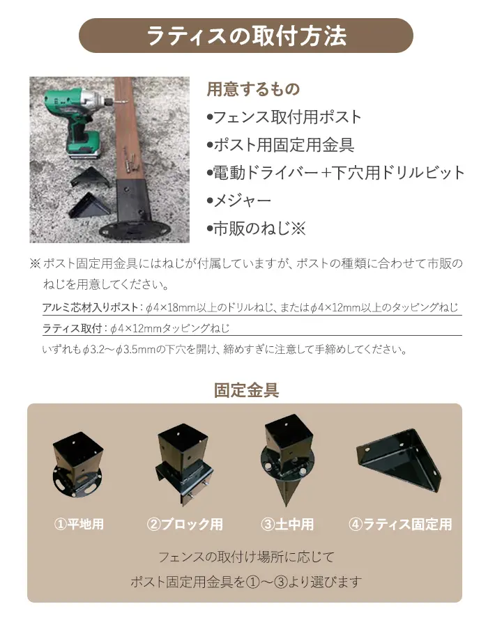 ラティスの取付方法
