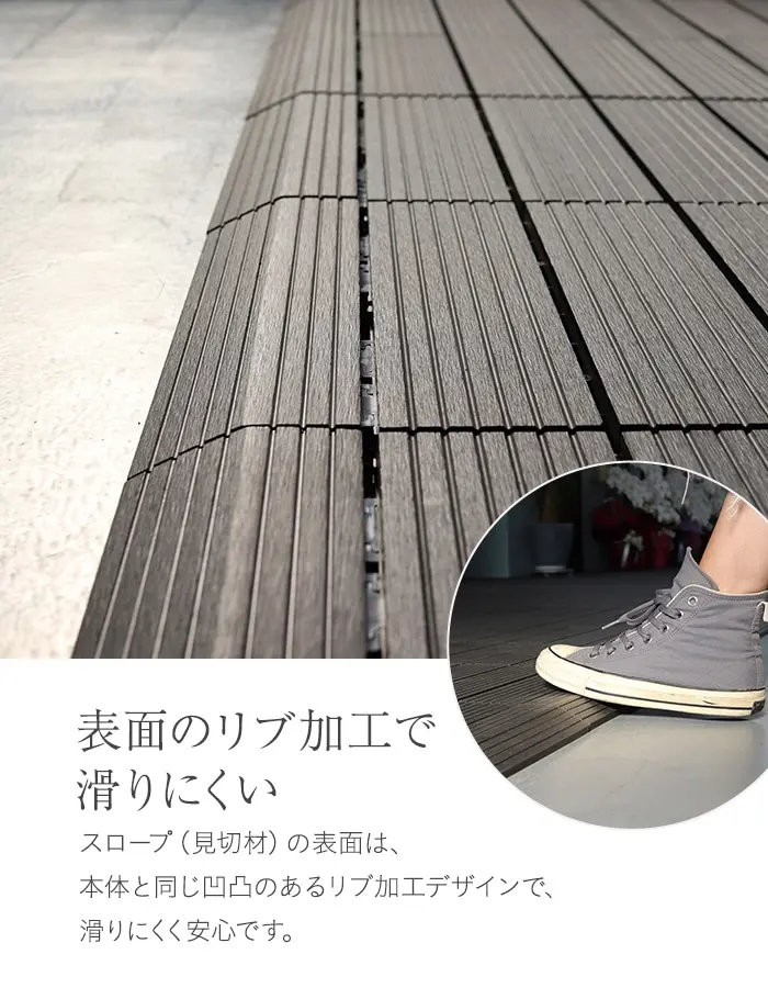 表面のリブ加工て滑りにくい