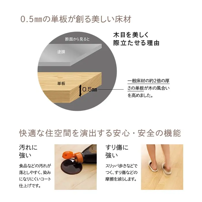 0.5mmの単板が創る美しい床材