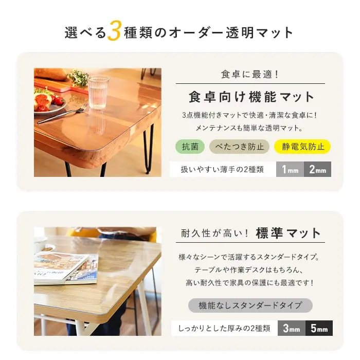 選べる3種類のオーダー透明マット