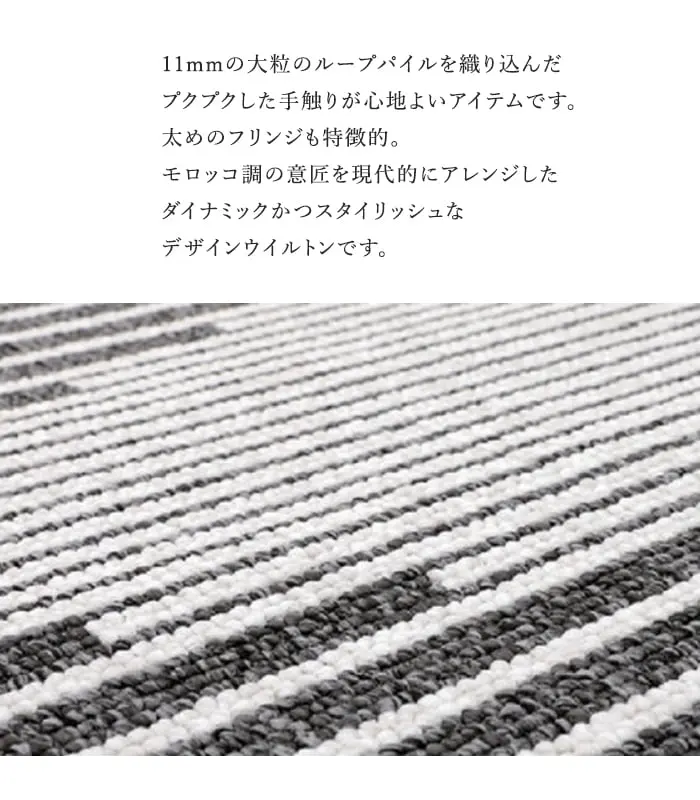 11mmの大粒のループパイルを織り込んだプクプクした手触りが心地よいアイテムです。