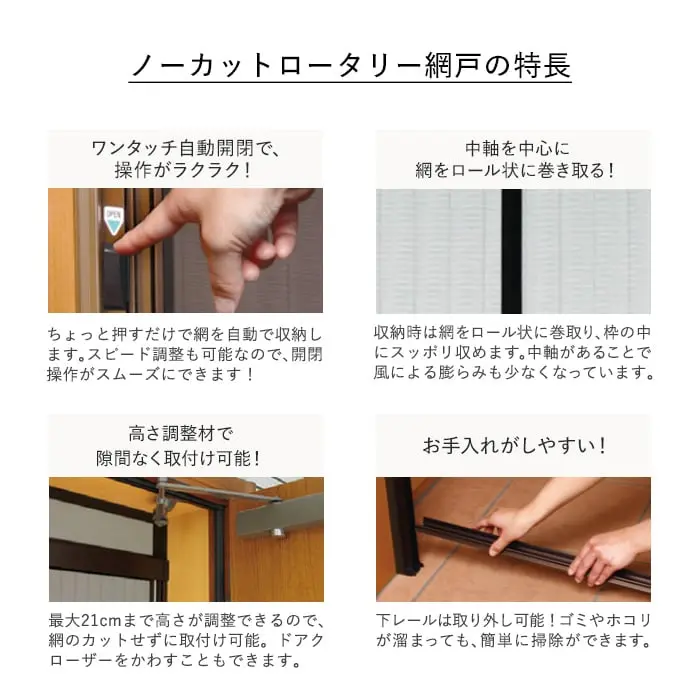 ノーカットロータリー網戸の特長