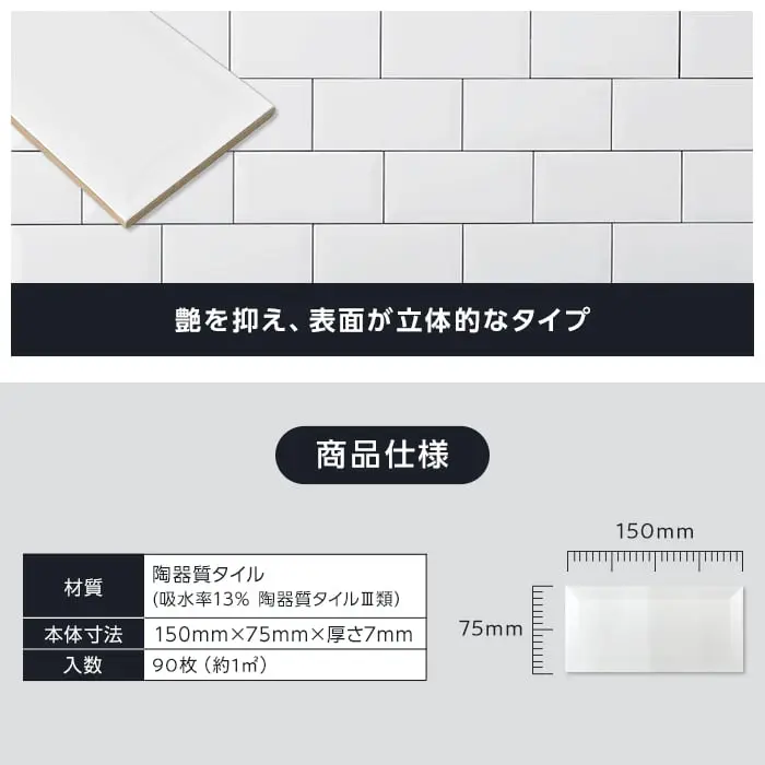 サブウェイタイル TIME&GARDEN グランドセントラル BMベベルマット 90枚入【掲載品番】TG-GC-BM