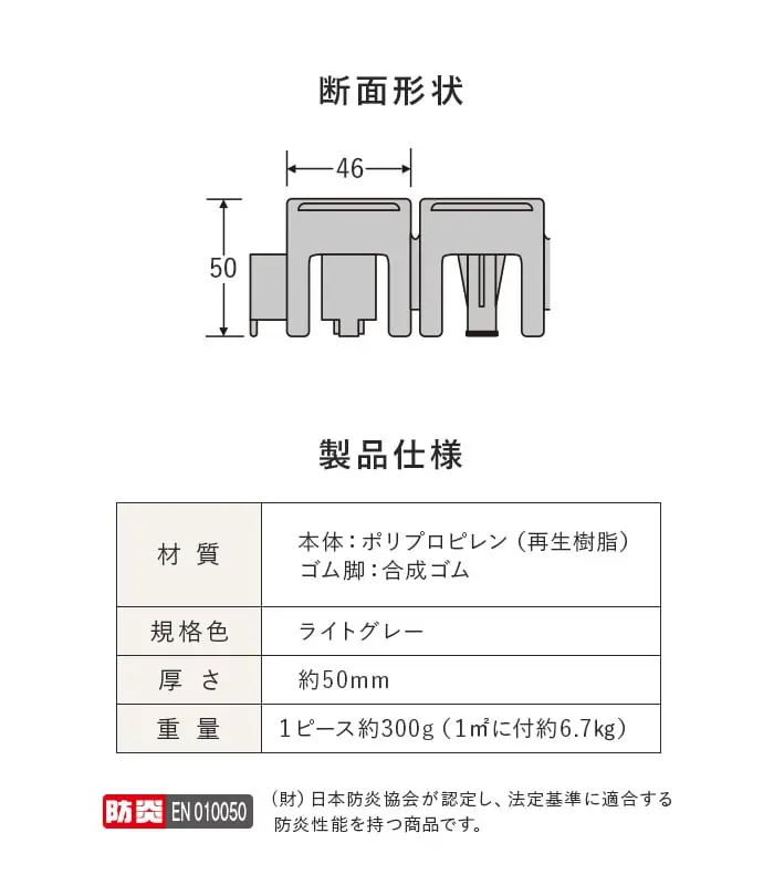 テラモト エコTKブロックスノコ 450×100 1ピース【掲載品番】ETKBS-1P-GY