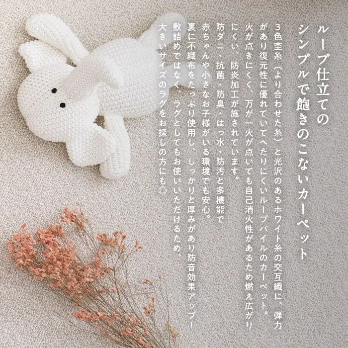 ループ仕立てのシンプルで飽きのこないカーペット