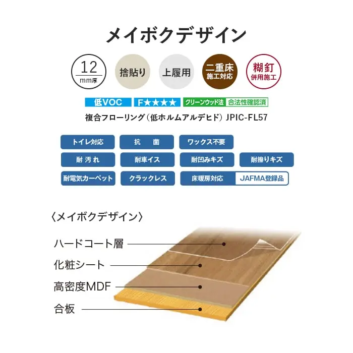 フローリング NODA 化粧シートフロア メイボクデザイン 床暖房対応 1坪【掲載品番】MD12S1-AA / MD12S1-WT / MD12S1-BC / MD12S1-EM / MD12S1-SN