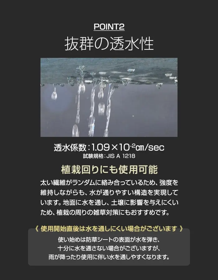 抜群の透水性