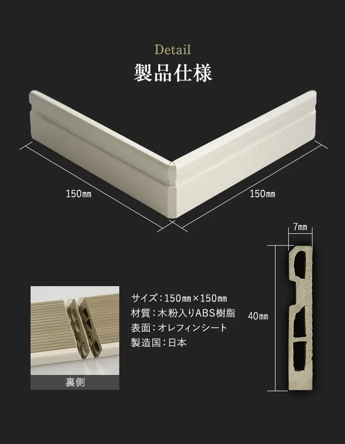 巾木 化粧巾木40用 出隅 コーナー部材 1個 白【掲載品番】HP-DZM-40