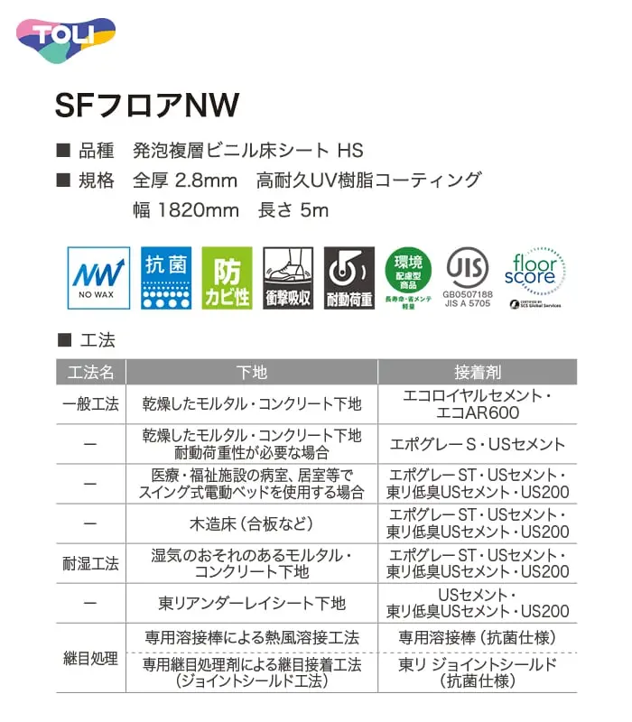 長尺シート 東リ SFフロアNW シャインメイプル 2.8mm厚【掲載品番】28SF4202 / 28SF4203