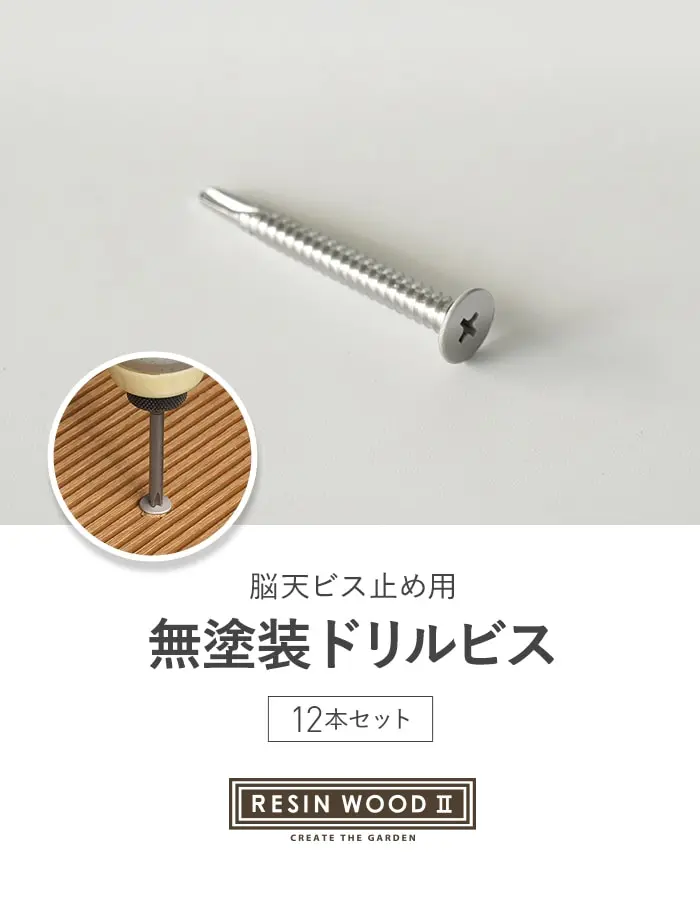 RESINWOOD2 デッキ脳天ビス止め用 無塗装ドリルビス 12本セット【掲載品番】DKSC-NKD