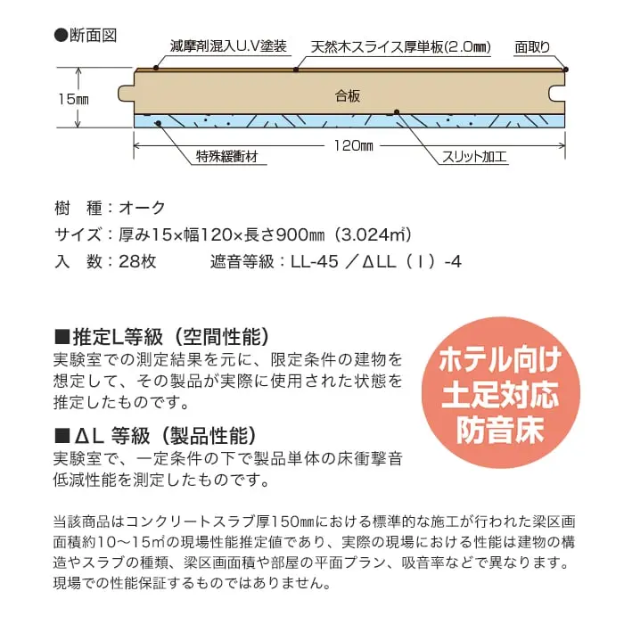 ホテル向け土足対応防音床