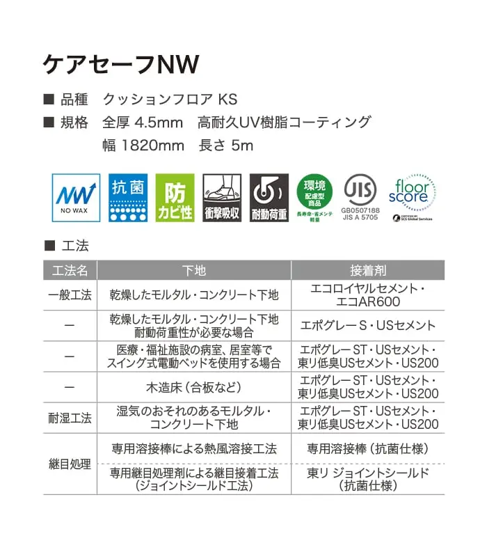 長尺シート 東リ ケアセーフNW リノリウム柄 4.5mm厚【掲載品番】CAR418 / CAR419 / CAR420